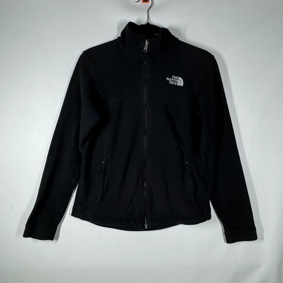 The North Face TNF Fleece Polartec Logo Black Womens Full Zip Coat Jacket S - Picture 1 of 6